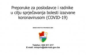 Preporuke za poslodavce i radnike u cilju sprječavanja bolesti izazvane koronavirusom (COVID-19)