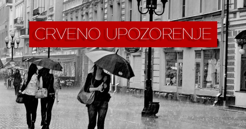 Crveno upozorenje zbog obilnih padavina i olujnog vjetra