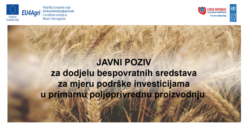 Javni poziv za dodjelu bespovratnih sredstava za mjeru podrške investicijama u primarnu poljoprivrednu proizvodnju